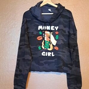 Camouflage Money Girl Hoodie Size XL